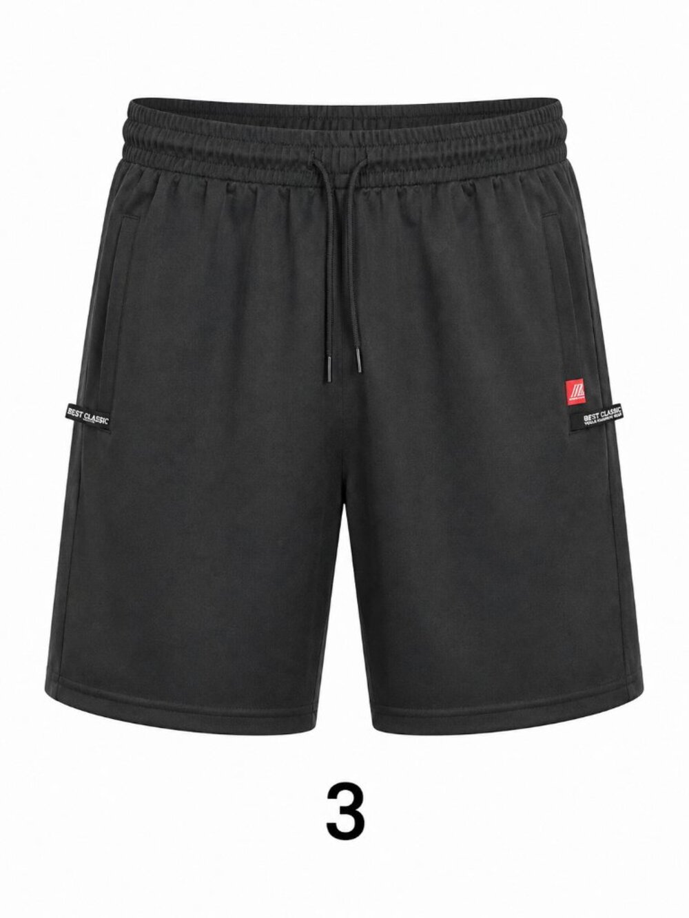 Black Athletic Drawstring Shorts Size L Stretch (3)